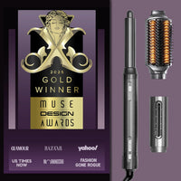 GLAMUP® FusionPro™ 6 in 1 Hot Air Styler- Wrap Curler & Thermal Brush Straightener, High Speed Hair Dryer, Round Brush, Volumizer, Hair Styling Gift Set with Travel Bag, Blow Dryer Brush