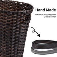 GRANNY SAYS Wicker Trash Can, Bathroom Trash Can with Handles, Wicker Waste Basket for Bathroom, Waste Basket for Bedroom, Decorative Wicker Wastebasket, 19 Liters/5 Gallons, 1-Pack Dark Brown