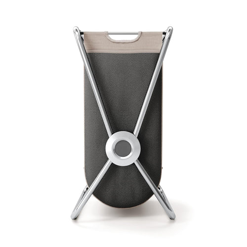 simplehuman single x-frame laundry hamper, 100% recycled polyester removable laundry baskets with easy carry handles, heavy-gauge steel frame, chrome, 65L