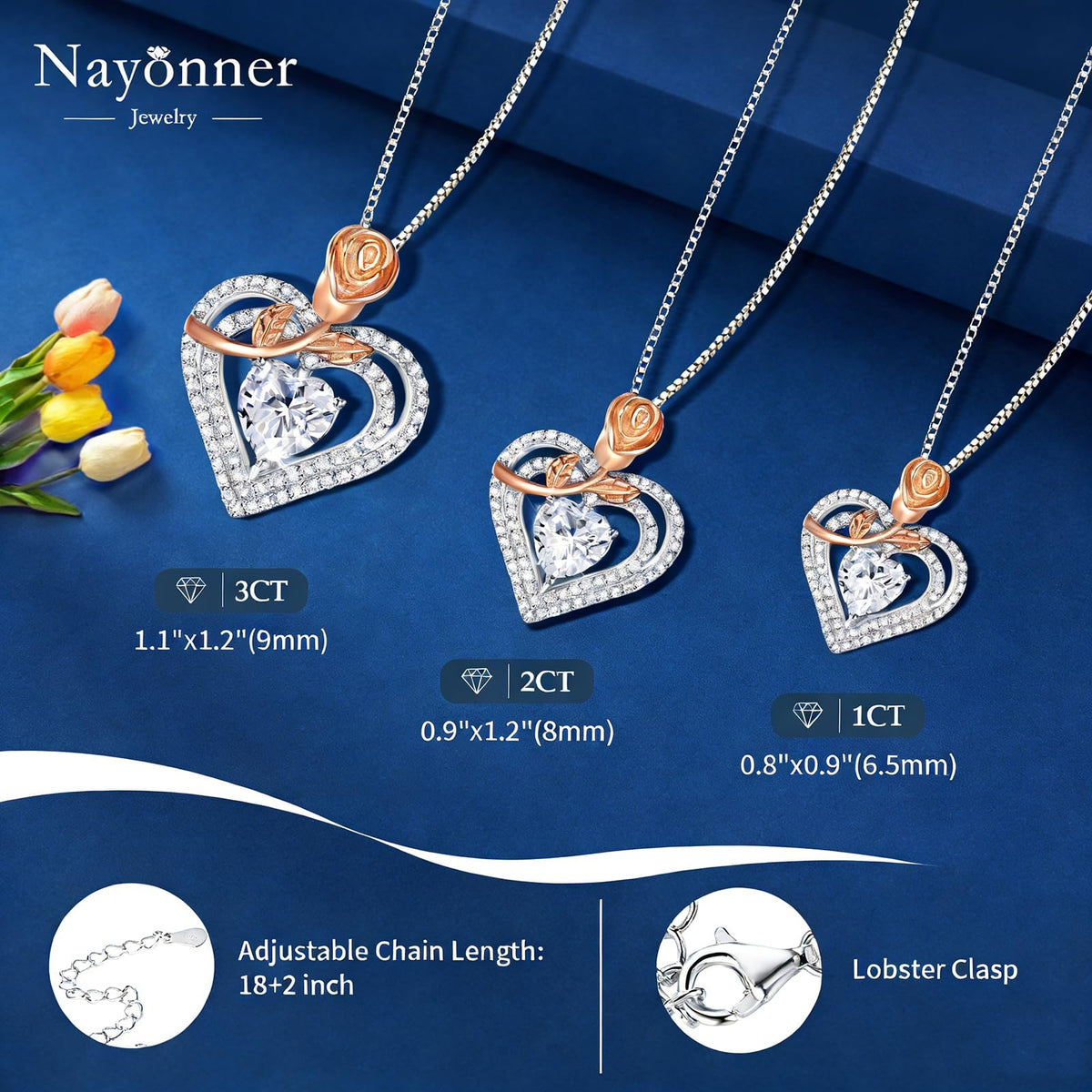 Luxury Moissanite Heart Necklace for Women – 925 Sterling Silver Heart Pendant, Sparkling Jewelry Gift for Wife, Girlfriend, Mom & Daughter