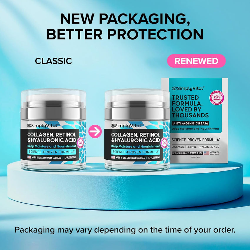 Anti-Aging Face Moisturizer with Retinol, Collagen & Hyaluronic Acid - Made in USA - Moisturizer Face Cream for Women & Men - Firming & Hydrating Neck Cream - Day & Night Skin Care - 1.7 fl oz