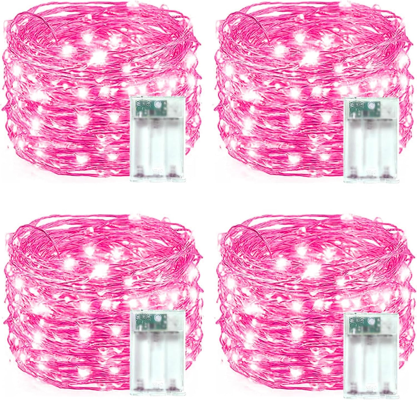 4 Pack 60 LED Fairy Lights Battery Operated with Timer, 20FT Waterproof Twinkle Lights Indoor Outdoor, Cuttable String Lights for Bedroom, Wedding, DIY, Centerpiece, Christmas Decorations (Warm White)
