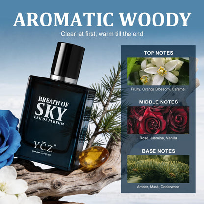 Ycz Midnight Marine Eau de Parfum for Men, 1.7 Fl Oz (50 mL), Long-Lasting Cologne, Fresh Marine & Woody Fragrance with Grapefruit, Ginger and Cedar Notes for Daily Wear, Date Night and Gifts