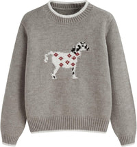 CIDER Women's Fall Sweaters Long Sleeve Cute Sweaters Bear Graphic Crewneck Soft Knit Casual Cropped Pullover