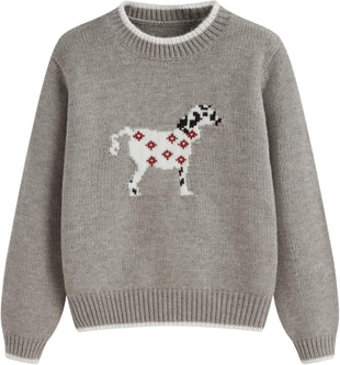 CIDER Women's Fall Sweaters Long Sleeve Cute Sweaters Bear Graphic Crewneck Soft Knit Casual Cropped Pullover