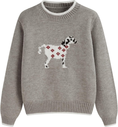 CIDER Women's Fall Sweaters Long Sleeve Cute Sweaters Bear Graphic Crewneck Soft Knit Casual Cropped Pullover