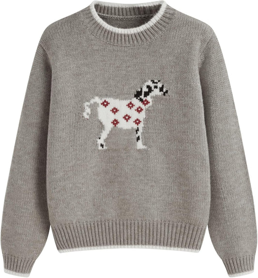 CIDER Women's Fall Sweaters Long Sleeve Cute Sweaters Bear Graphic Crewneck Soft Knit Casual Cropped Pullover
