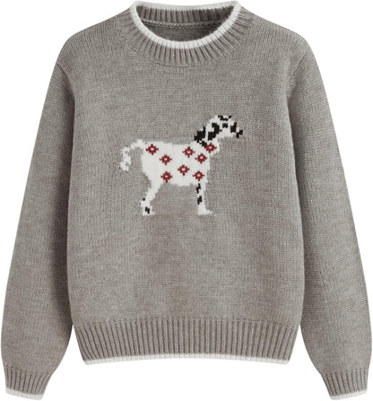 CIDER Women's Fall Sweaters Long Sleeve Cute Sweaters Bear Graphic Crewneck Soft Knit Casual Cropped Pullover