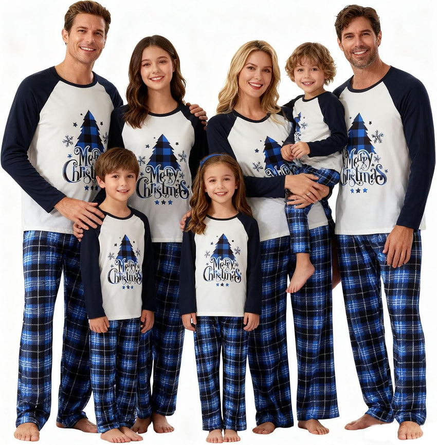 Family Christmas Pajamas Matching Sets - Soft Lettler Print Xmas Pjs for Couples & Kids | Holiday Family Pajamas