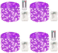 4 Pack 100 LED Fairy Lights Battery Operated with Remote, 33FT Waterproof Twinkle Lights with Timer & 8 Modes, Fairy String Light Outdoor Indoor for Bedroom Classroom DIY Christmas Decor (Warm White)