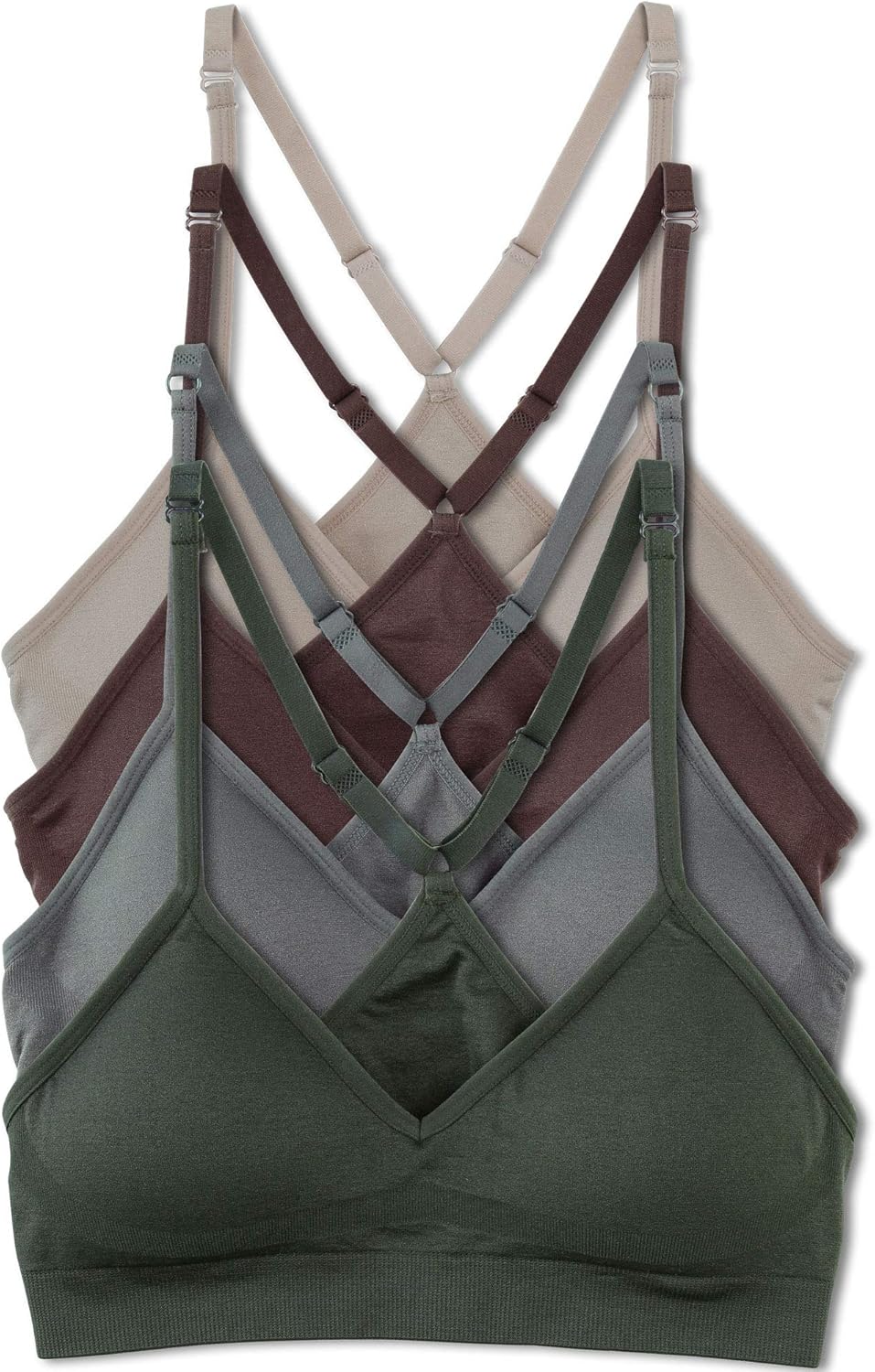 Kalon Women’s 4 Pack Racerback Sports Bralette Seamless Wireless Comfort Bra