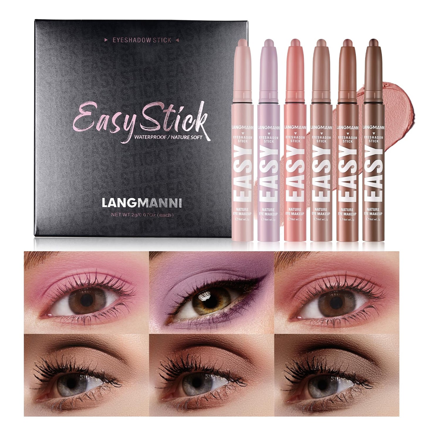 Jolilab Eyeshadow Stick Set, 8 Colors Matte Professional Bright-Colored Contouring and Highlight Eyeshadow Stick, Cream Waterproof Long Lasting High Pigmented Eye Shadow. (8, EYESHADOW B)