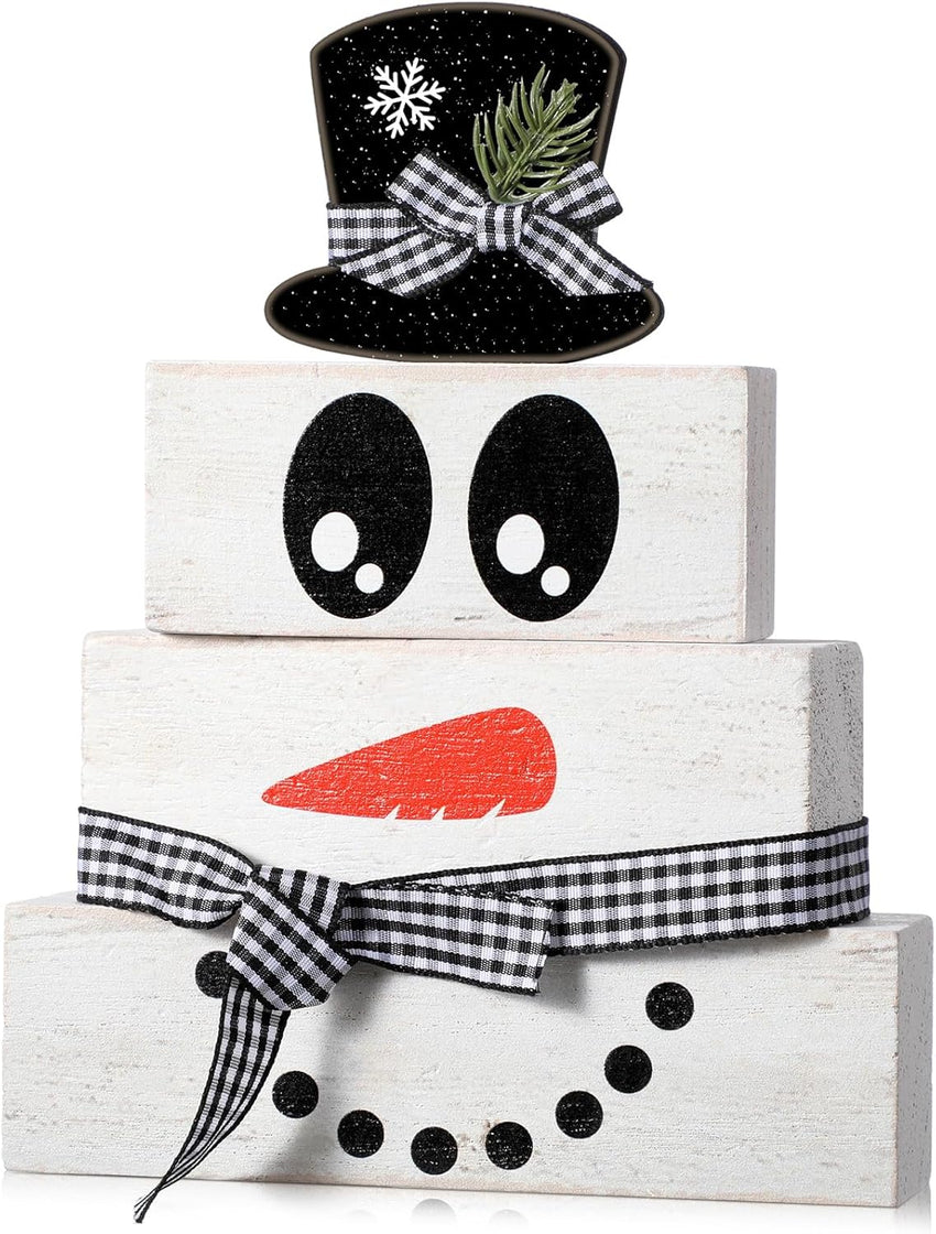 4 Pcs Christmas Table Decor Wooden Hot Cocoa Decoration Christmas Centerpiece Winter Tiered Tray Decor Decorative Red Hot Cocoa Block Signs Gift Farmhouse Xmas Decoration for Home Kitchen