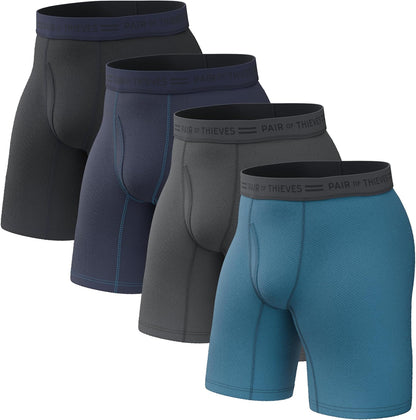 Pair of Thieves Men’s Long Boxer Briefs – Soft, Breathable, Quick Dry Underwear with 4-Way Stretch – Multi-Pack