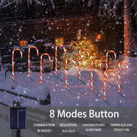 Christmas Decorations Outdoor, 10 Pcs Candy Cane Lights, 21'' Solar Pathway Lights with 8 Lighting Modes, Waterproof Garden Lights for Christmas Patio Yard Walkway Decorations