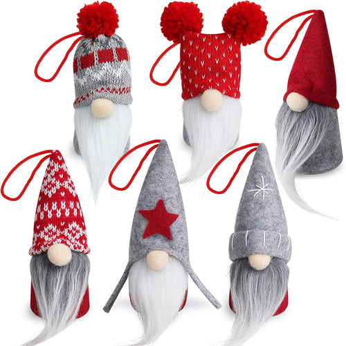 D-FantiX Gnome Christmas Ornaments Set of 6, Handmade Swedish Tomte Gnomes Decorative Ornaments Plush Christmas Decorations Tree Hanging Scandinavian Santa Elf Home Table Decor 2025