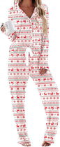 Ekouaer Women's Pajamas Long Sleeve Sleepwear Casual Button Down Loungewear Soft Pjs Set S-XXL