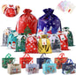 PARTTELY 30 Pack Drawstring Christmas Gift Bags Assorted Sizes Reusable Christmas Tote Bags Gifts Wrapping (22 Pack Drawstring Bags 8 Pack Tote Bags)