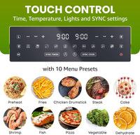 Elite Gourmet EAF1055D Dual Zone Air Fryer Oven, 11QT. Capacity with Divider, Sync Finish, Dishwasher Safe Basket, 10 Preset Functions, 1600-Watts, with Recipe Booklet, Black