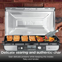 Ninja Sizzle Pro XL 20-Inch Indoor Griddle + Grill, Detachable Ventilated Lid, Grease Control, Ceramic Nonstick Plates, Even Edge-to-Edge Cooking, Extra Large Capacity, Versatile, Silver, GX101