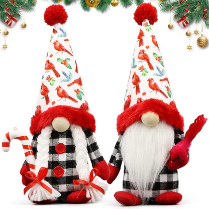 3Pcs Christmas Gnomes Plush - Xmas Gnomes Santa Scandinavian Tomte Ornaments - Buffalo Check Plaid Christmas Doll - Xmas Decorations for Home, Office, Indoor for Women, Gnomes Lovers