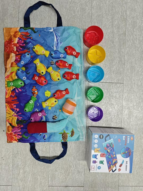 Montessori Toys for 1-2 Year Old - Toddler Fishing Game with Stacking Cups, Baby Toy 12-18 Months One Year Old Boy Girl Birthday Gift to Learn Count, Sort Colors and Shapes