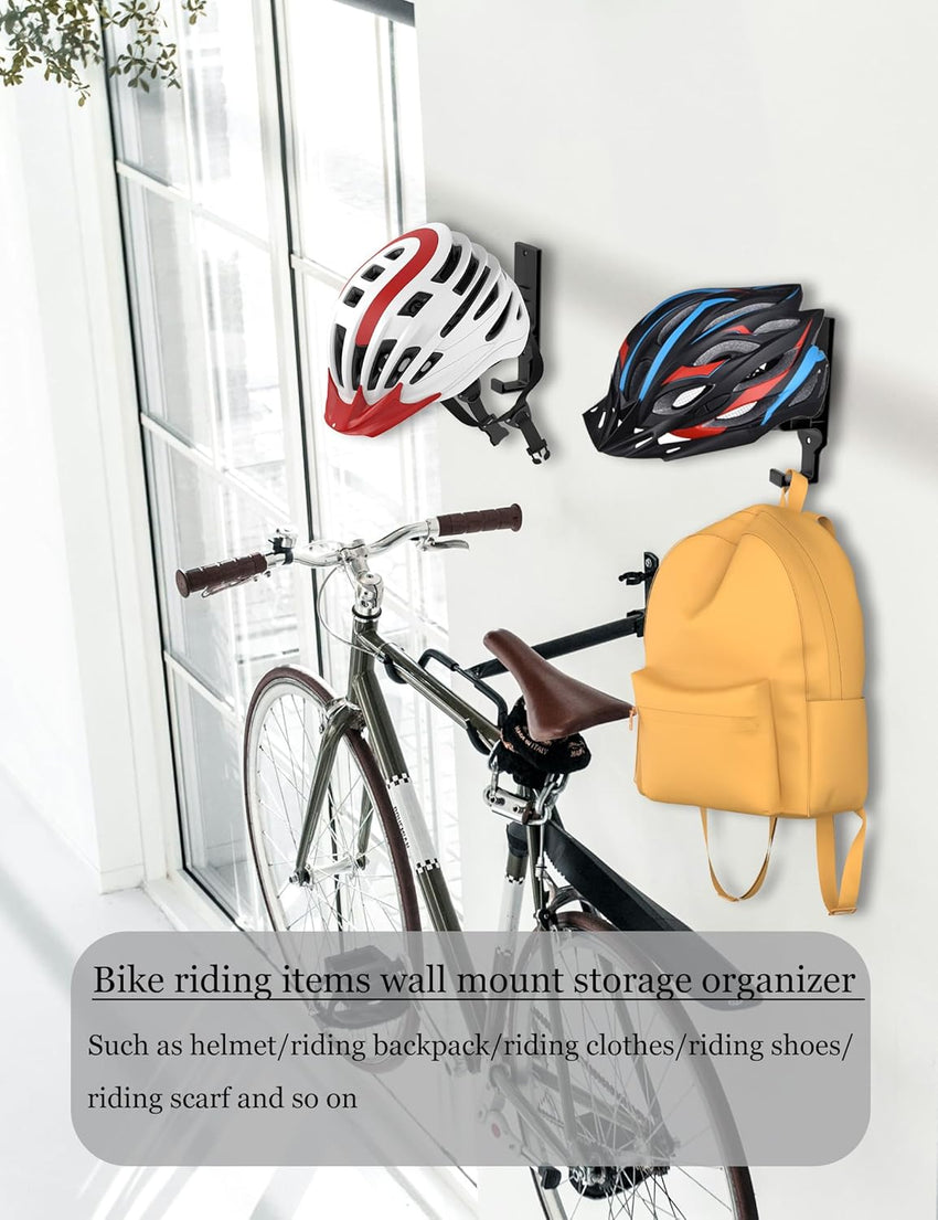 NOTMBESTM Universal Helmet Wall Mount Organizer 2 Pack, Helmet Rack for Display, Helmet Holder for Motorcycle/Bicycle/Tactics Helmet Hanger for Jackets, Coats, Caps and More (Black)