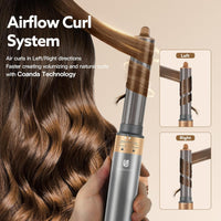 Hair Dryer Brush, webeauty 5 in 1 Professional Hot Air Styling, High-Speed Negative Ionic Hair Dryer Fast Drying, Multi Hair Styler with Air Curling Iron, Volumizing, with Carrying Case (Grey Gold)