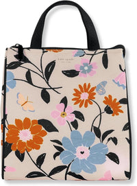 Kate Spade New York, Portable Soft Cooler Lunch Bag with Silver Insulated Interior Lining and Storage Pocket, Joy Dot