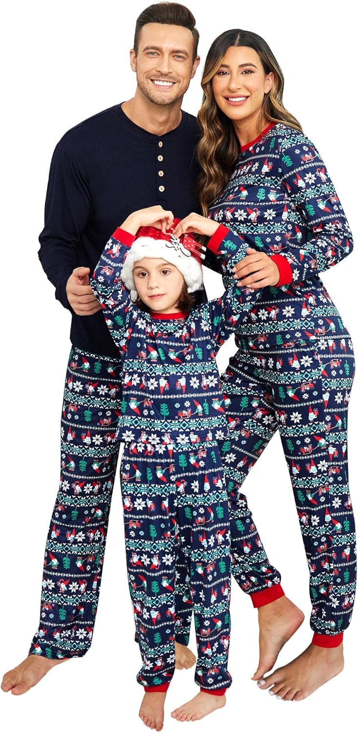 Ekouaer Family Christmas Pajamas Matching Sets Womens Mens Pjs Long Sleeve Sleepwear Holiday Lounge Sets