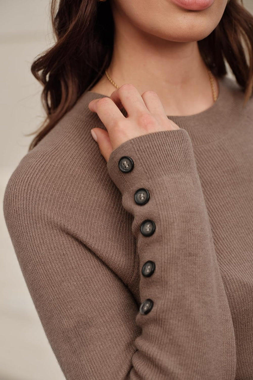 Arach&Cloz Women's Wool Blend Sweater 2 Piece Sets Winter Business Long Sleeve Top Midi Skirts Outfits 2025