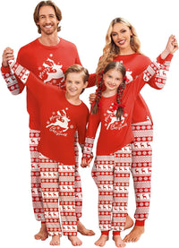 Ekouaer Family Christmas Pajamas Matching Sets Soft Long Sleeve Couple Pjs Xmas Sleepwear Holiday Lounge Set