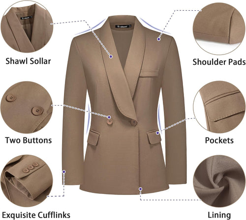 Women's Business Suit 2 Piece Set Shawl Sollar Blazer Bootcut Pants Suits for Women