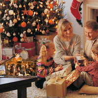 Bshine Nativity Scene Set Christmas Decor, Wooden Stable with LED Lights 12.4x9.05 Holy Family with Manger Baby Jesus Figurine, Nativity Scene Indoor Decor Home Desktop Collectible Ornaments