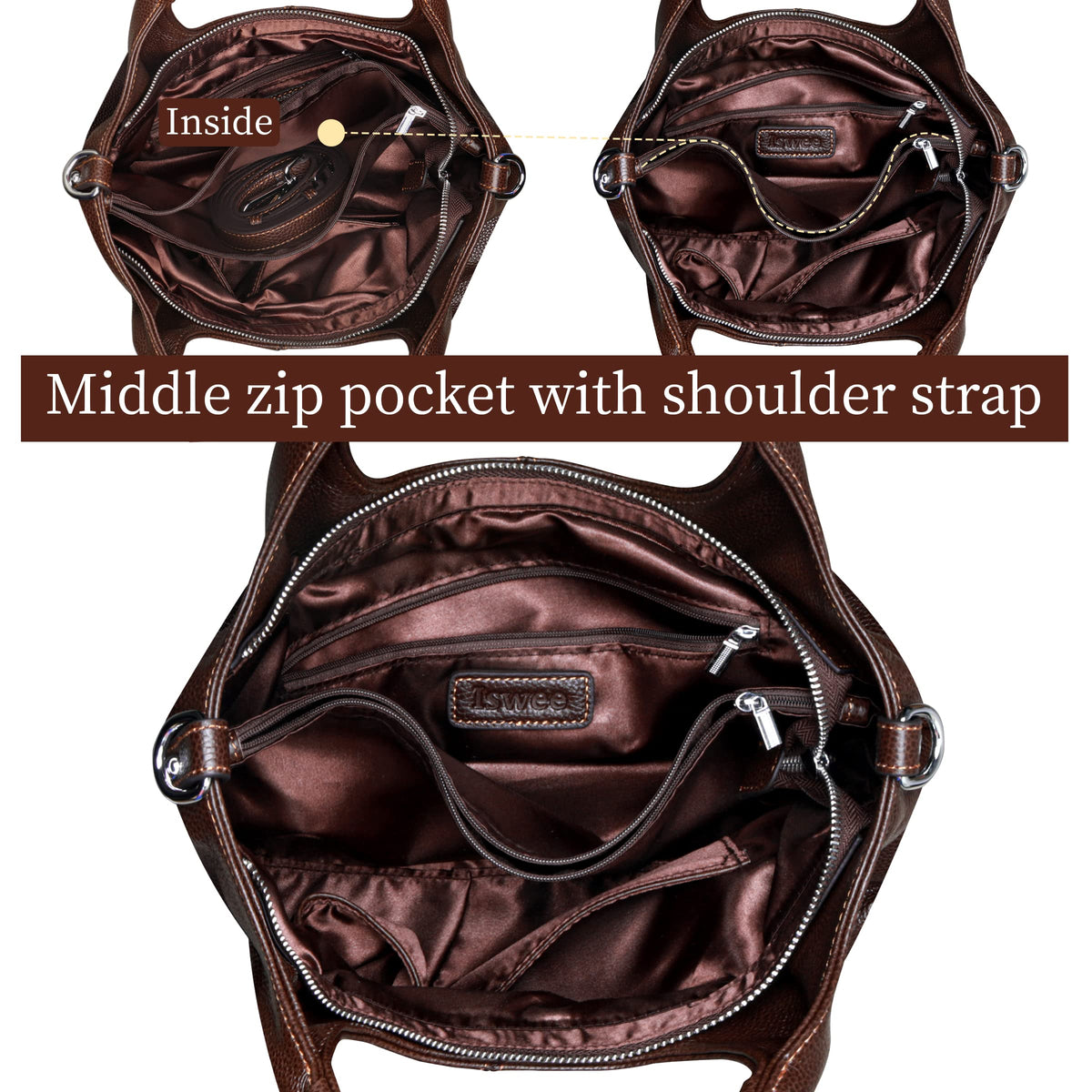 Iswee Leather Satchel Women Purse and Handbag Crossbody Shoulder Bag Hobo | Genuine Cowhide Leather Tote Top Handle Bag Soft & Durable Medium Size Bags with Detachable Multiple Pocketbooks Trendy
