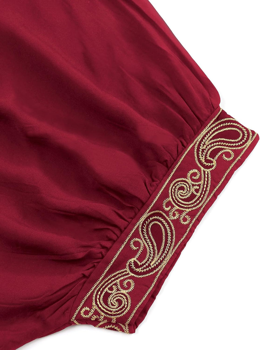 EDOLYNSA Moroccan Kaftan Dresses for Women Plus Size Caftans Loungewear Embroidered Beach Kaftan Cover up moomoo House Dress