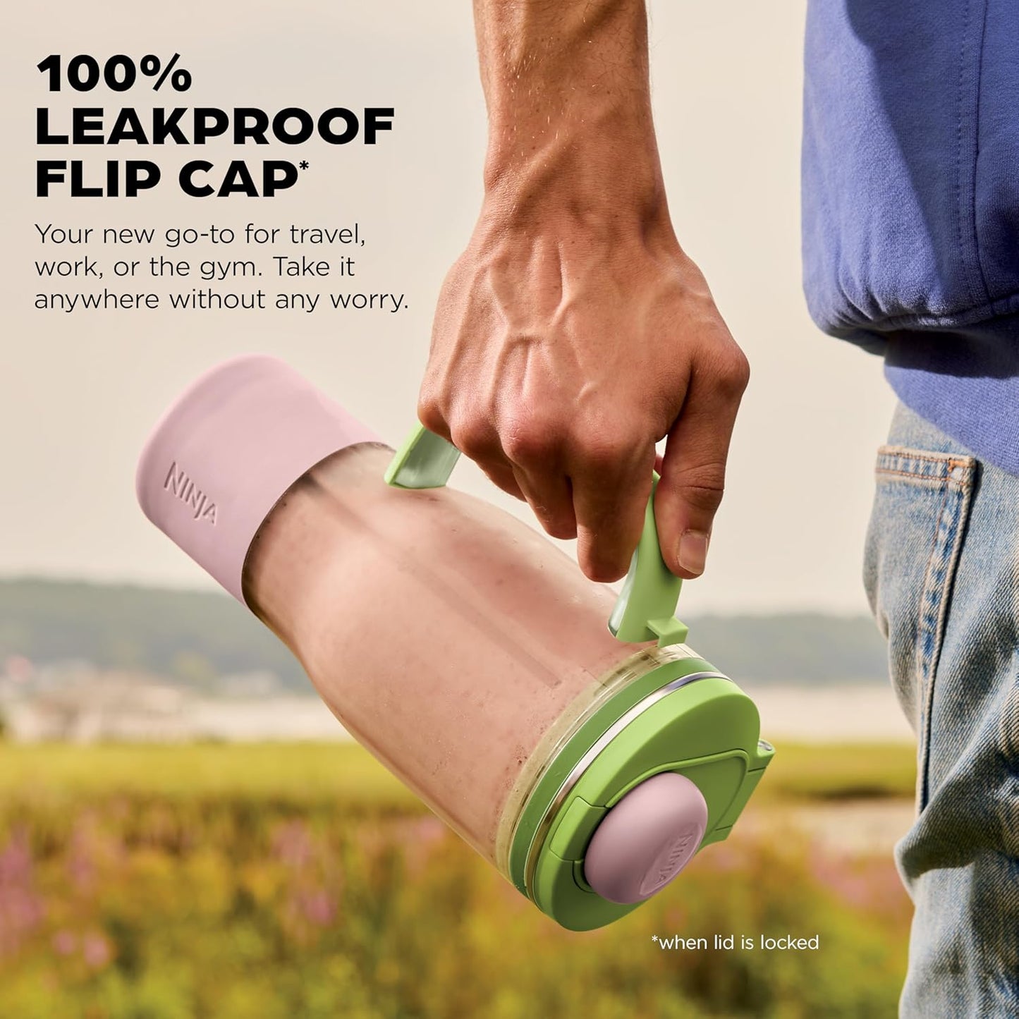 Ninja BlendBOSS | Personal Smoothie Blender & Tumbler | 26oz Travel Tumbler w/Leakproof Lid & Intergrated Chug Spout | AutoIQ Technololgy | 1200 Peak Watt | Watermelon Bubblegum | DB301GNBRN | (NEW)