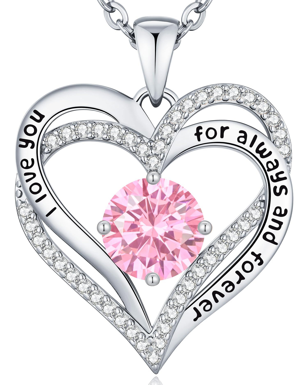 CDE Forever Love Heart Necklaces for Women, Wedding Anniversary, Valentine's，Birthday Mothers Christmas Day Gifts for Mom, Mother, Wife, S925 Silver Jewelry with Birthstone Pendant