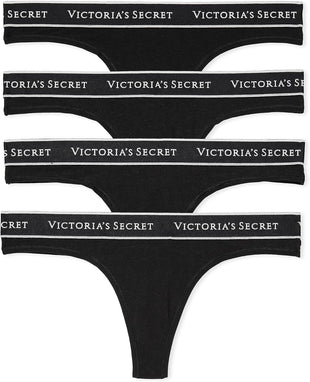 Victoria's Secret Women's Cotton Logo Thong Underwear, Panties for Women, Multi Pack (XS-XXL)