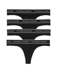 Victoria's Secret Women's Cotton Logo Thong Underwear, Panties for Women, Multi Pack (XS-XXL)