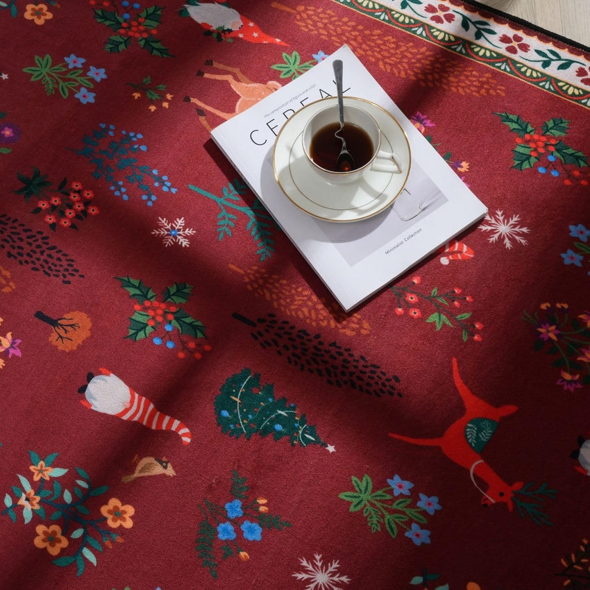 Rugcomf Christmas 3x5 Rug – Red Santa Claus Area Rug, Machine Washable Non-Slip Low Pile Holiday Carpet for Bedroom, Entryway, Bathroom, Kitchen, Bedside, Kids Room