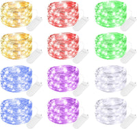 Brightown 12 Pack LED Fairy Lights Battery Operated String Lights - 7ft 20LED Waterproof Silver Wire Firefly Starry Moon Lights for DIY Crafts Wedding Table Centerpieces Party Bedroom Christmas