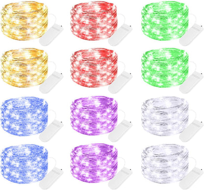 Brightown 12 Pack LED Fairy Lights Battery Operated String Lights - 7ft 20LED Waterproof Silver Wire Firefly Starry Moon Lights for DIY Crafts Wedding Table Centerpieces Party Bedroom Christmas