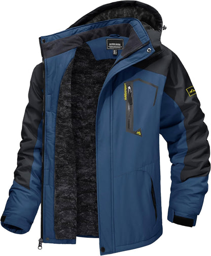 7DAY'S Men's Winter Skiing Jackets Water Resistant Fleece Coats Insulated Thermal Snowboard Jacket Parka Raincoat with Hood