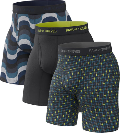 Pair of Thieves Men’s Long Boxer Briefs – Soft, Breathable, Quick Dry Underwear with 4-Way Stretch – Multi-Pack