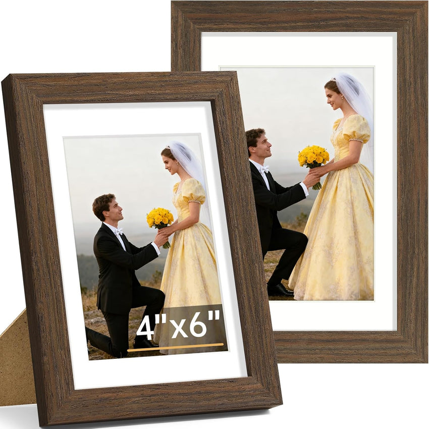 Vittanly 8x10 Picture Frame Set of 2, Solid Wood Frame for Wall or Tabletop, Display Photo 5x7 with Mat or 8x10 without Mat, Natural