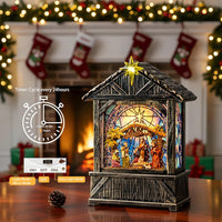 Nativity with Star Musical Lighted Water Creche with Swirling Glitter, Christmas Snow Globe Nativity Manger for Xmas with Music, Holiday Decorations Gifts for Family, Children or Friends