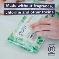 Pura Natural Sensitive Baby Wipes, 99% Water, Unscented & Hypoallergenic, Suitable for Sensitive & Eczema-prone Skin, Hypoallergenic, EWG Verified, 10 Pack of 60 Wet Wipes (600 Diaper Wipes) Bulk Buy