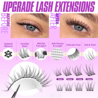 Pawotence Lash Extension Kit DIY 280pcs Lash Clusters Eyelash Extension Kit, 9-16mm 30D 40D Individual Lashes Kit with Lash Bond and Seal, Lash Tweezers for Self Use (30D&40D, 0.07D, 9-16mm, Kit)