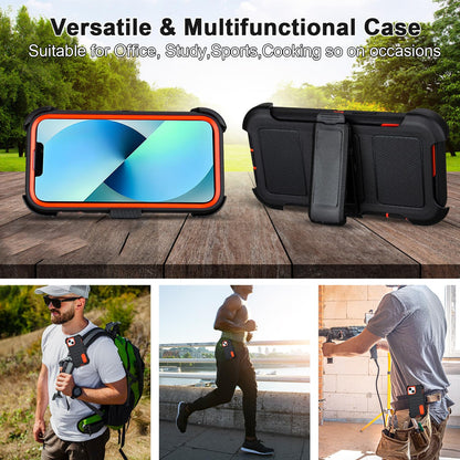 for Phone case iPhone 13 Case with Belt Clip, Heavy Duty Military Grade Drop iPhone13 Protective Case, Shockproof Defender Cover for iPhone 13 Cases 6.1 inch (Black+Blue)